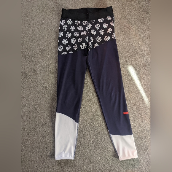 Stella McCartney Adidas leggings size small womens navy black white floral - Picture 2 of 10